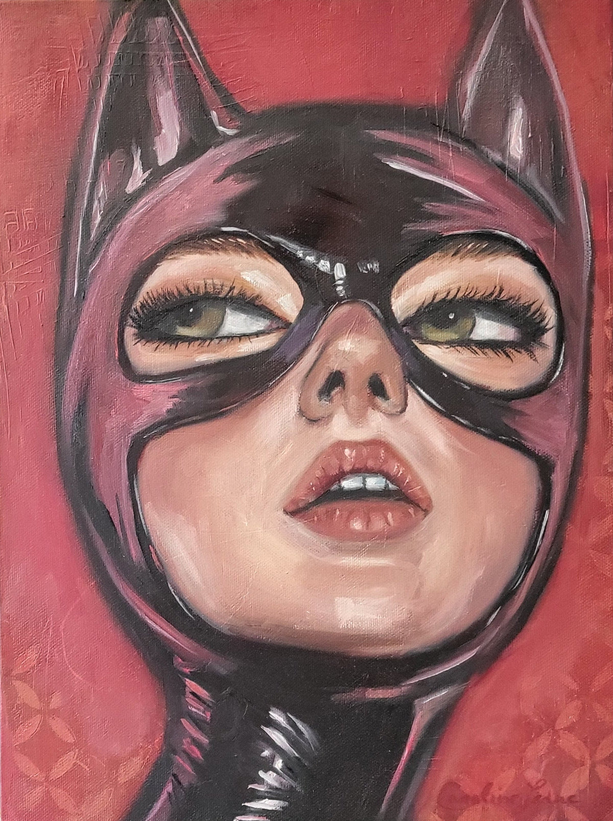 Femme chat - 12 x 16 - Toile galerie - Huile