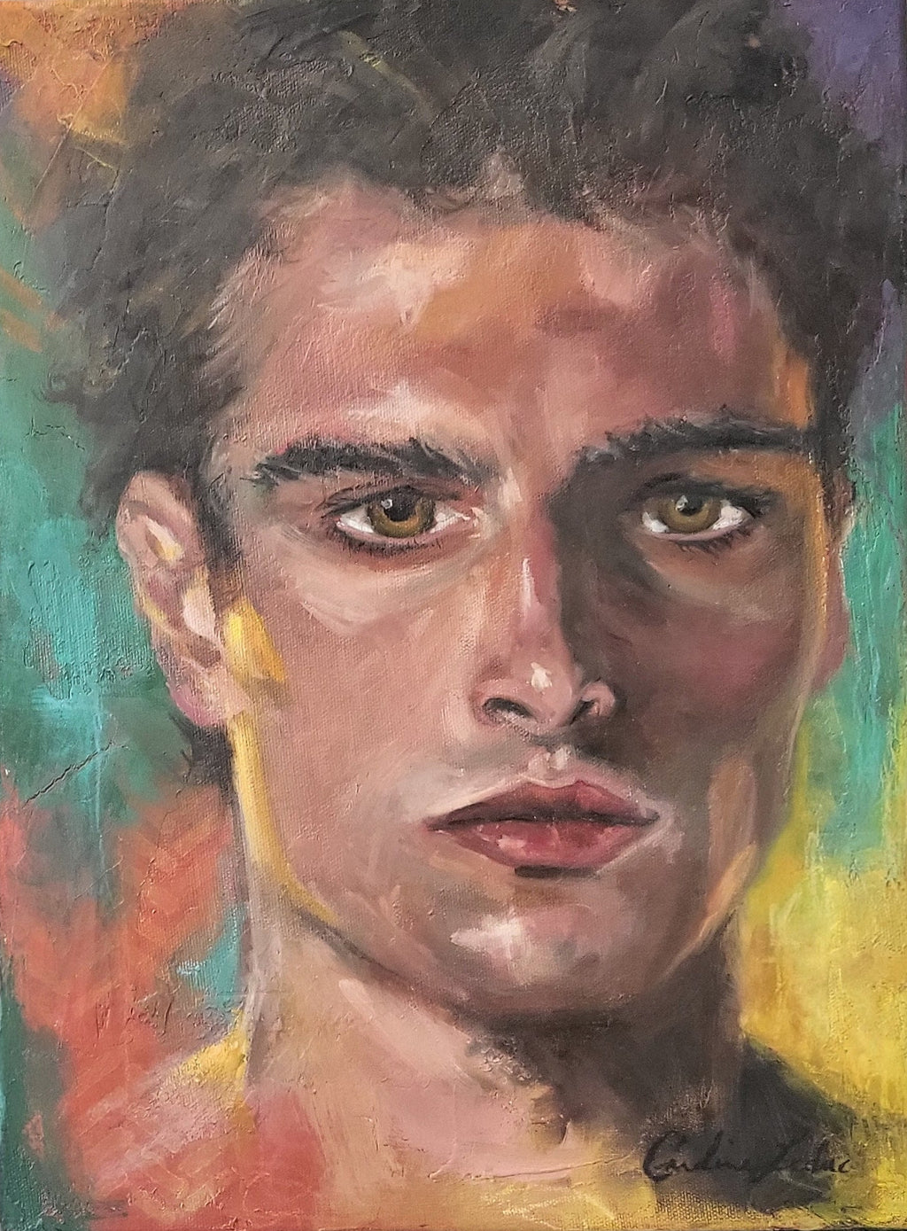 Fire man - 12 x 16 - Toile galerie - Huile