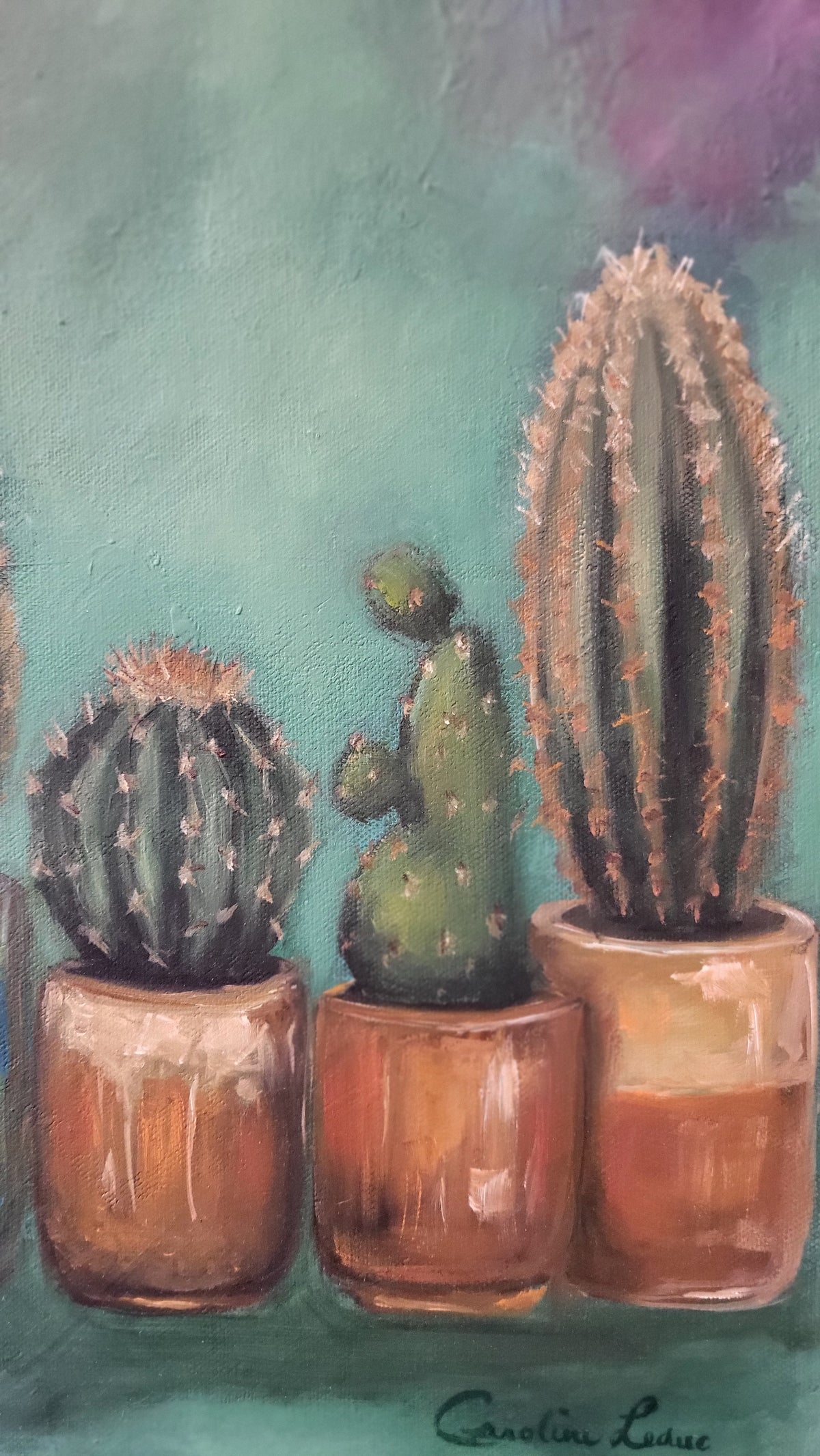 Cactus - 12 x 16 po - Toile galerie - Huile