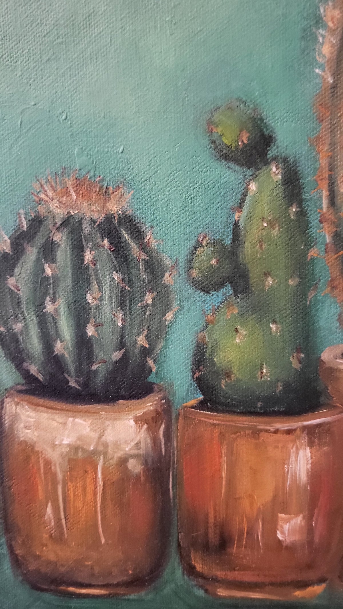 Cactus - 12 x 16 po - Toile galerie - Huile
